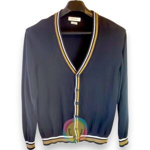 Urban Outfitters Varsity Cardigan Navy Blue Men's XL Fits Like Small